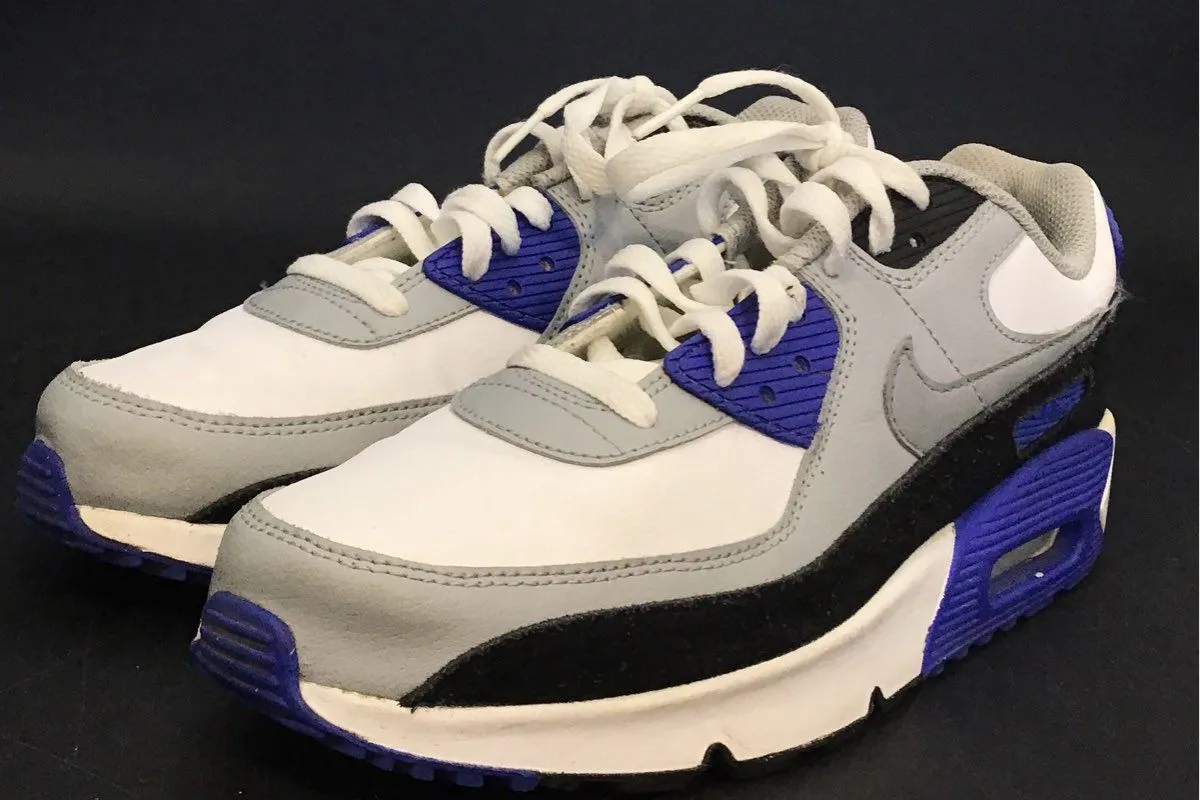 Nike Boys Air Max 90 White Gray Athletic Shoes - Size 7Y