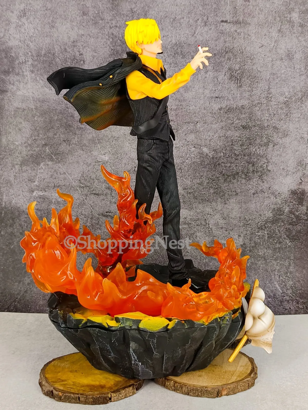 One Piece Three Fighting Blood Sanji Action Figure Luffy Sauron Illuminated Scene Statue Anime Figure | 40 CMS |