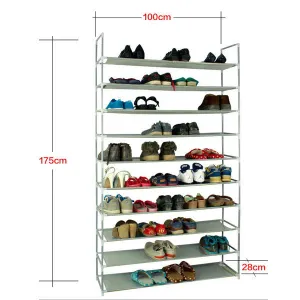 Portable 50 Pair 10 Tire Shoe Rack Shelf Home Storage Organizer Closet Cabinet