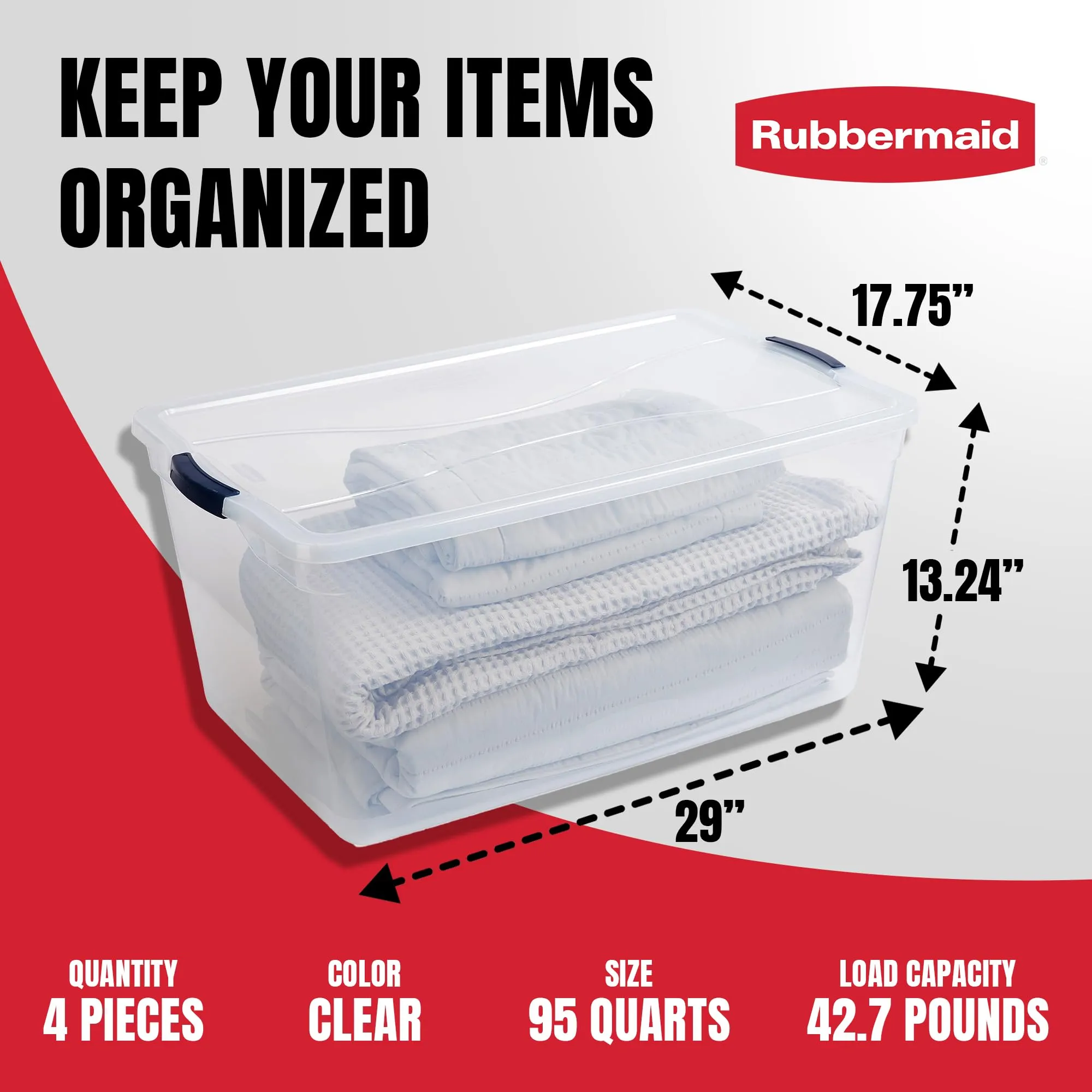 Rubbermaid 95 Quart Clear Storage Containers (4 Pack)