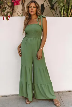 Sage Green Tiered Wide Leg Jumper