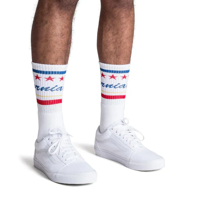 SOCCO Cali Words | White Mid Socks