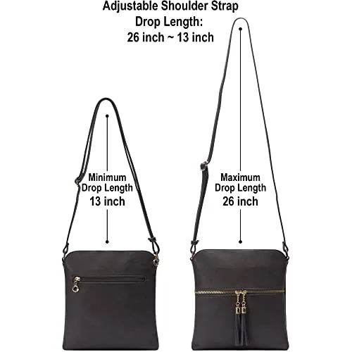 Solene Womens Lightweight Medium Crossbody Purse with Tassel, Perfect Size Crossbody Bags for Daily Use, travel - LP062 (Charcoal5)
