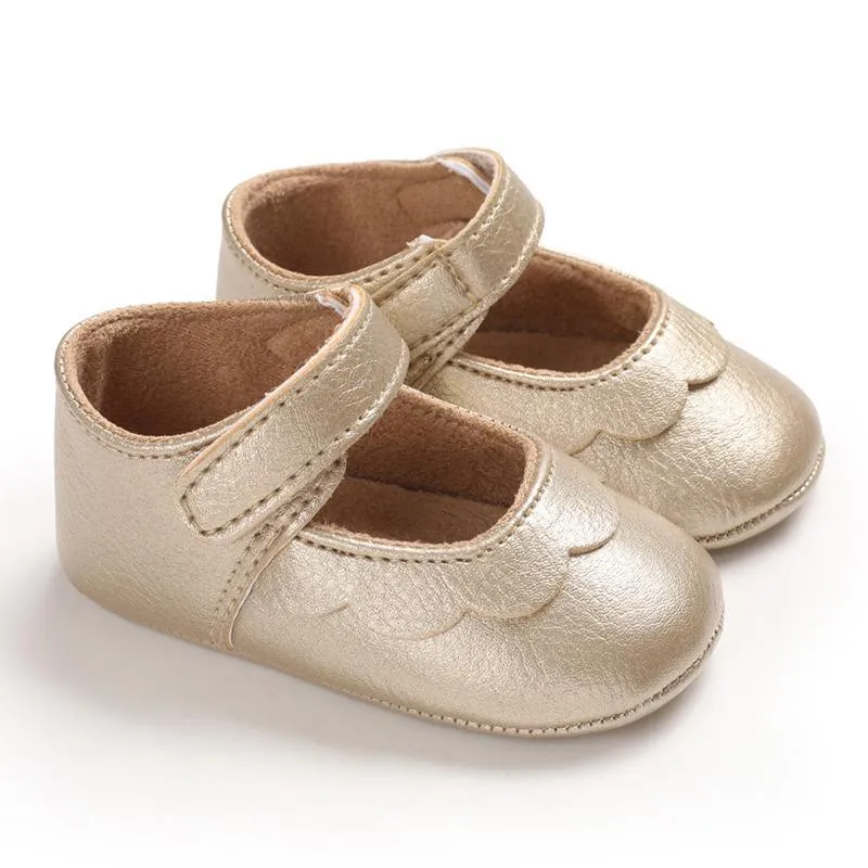 Solid Velcro Design Children Shoes for Baby Girl