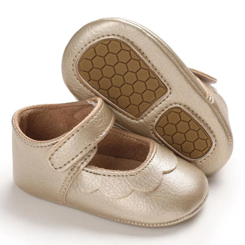 Solid Velcro Design Children Shoes for Baby Girl
