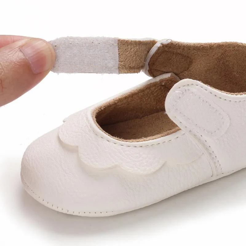 Solid Velcro Design Children Shoes for Baby Girl