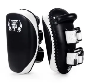 TOP KING TKKPU MUAY THAI BOXING MMA KICK PADS M-L Leather Black White