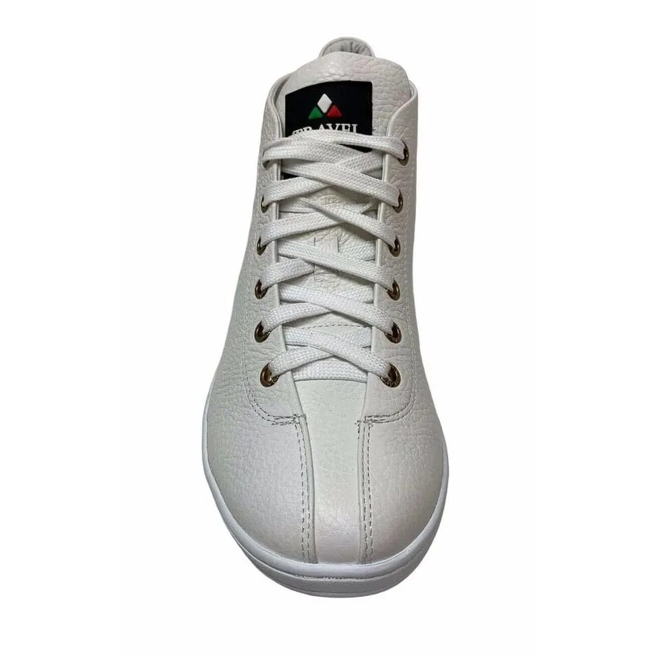 Travel Fox Malibu Men's White Nappa Leather Mid Top Sneakers 915601 07