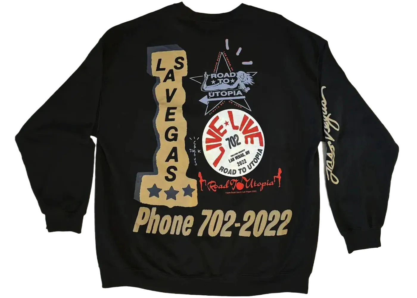 Travis Scott Road to Utopia Las Vegas Crewneck Black