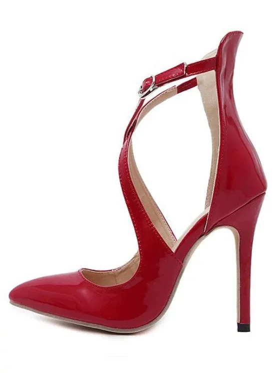 Trendy Pointed Toe Mini Heel Cross Strap Pumps