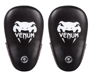 VENUM ELITE SMALL FOCUS MUAY THAI BOXING MMA KICK PADS Black White