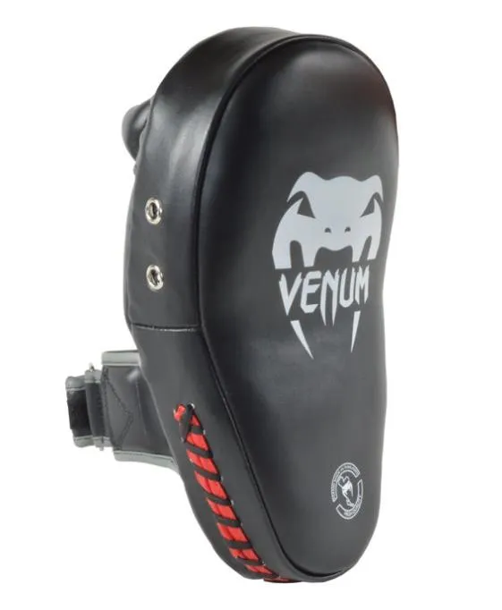 VENUM ELITE SMALL FOCUS MUAY THAI BOXING MMA KICK PADS Black White