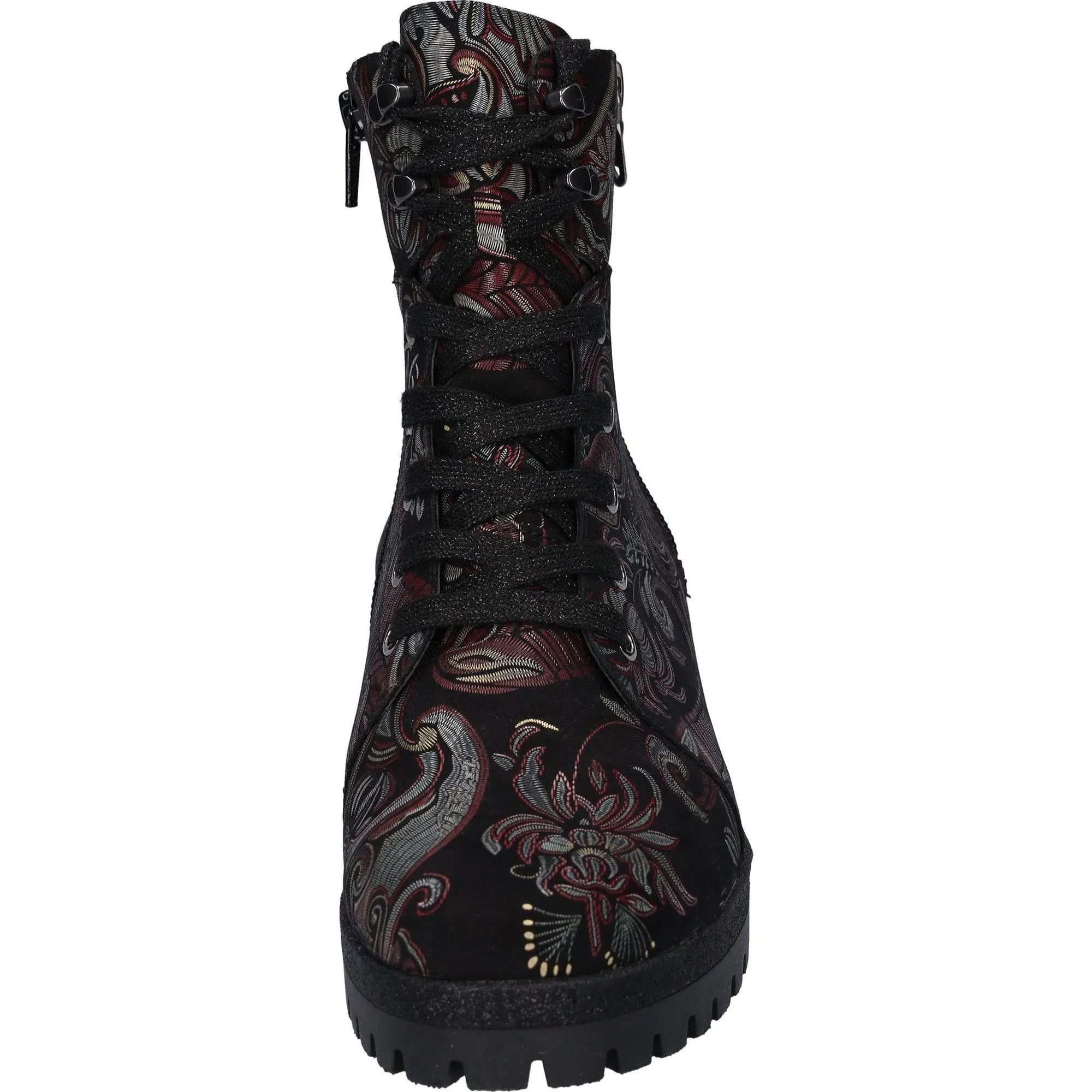 Waldlaufer 338813 171 299 Hanako Ladies Multi Nubuck Zip & Lace Ankle Boots