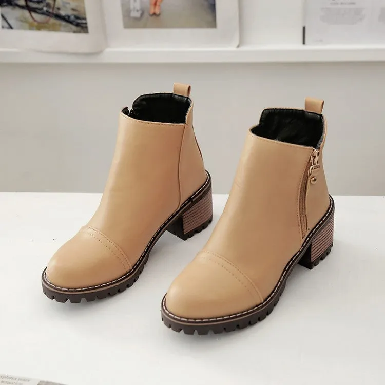 Women Zipper High Heels Short Boots Shoes Woman