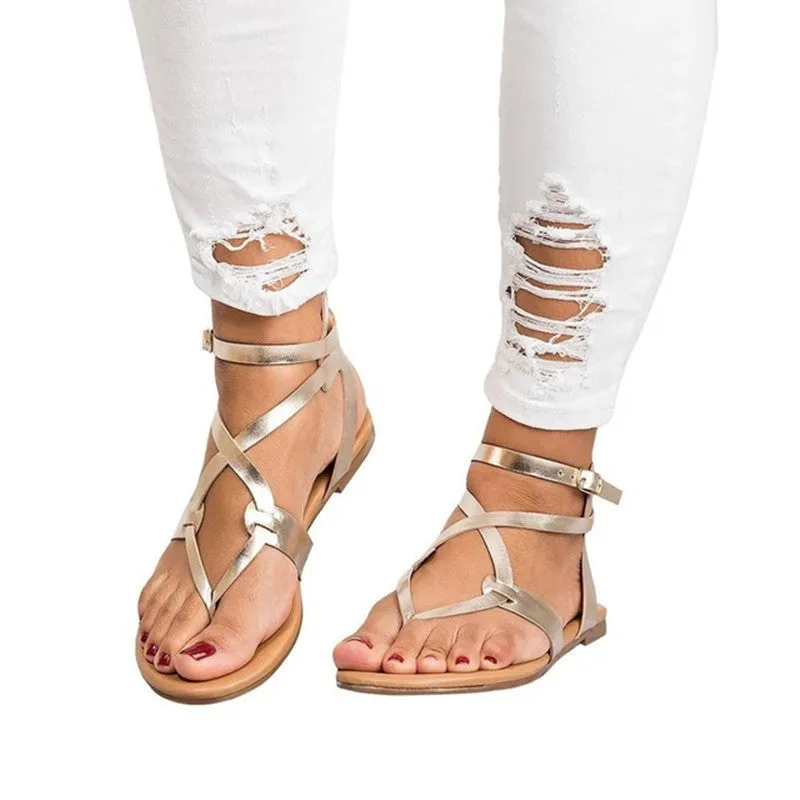 Womens Summer Large Size Sandals Round Head Shoes